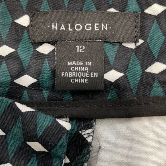 𝅺halogen Green Diamond Print Crop Ankle Pants Sz 12 - Picture 12 of 15